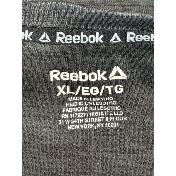 Reebok Mens Athletic T-Shirt XL Black and Gray Quick-Dry Short Sleeve - Picture 4 of 8